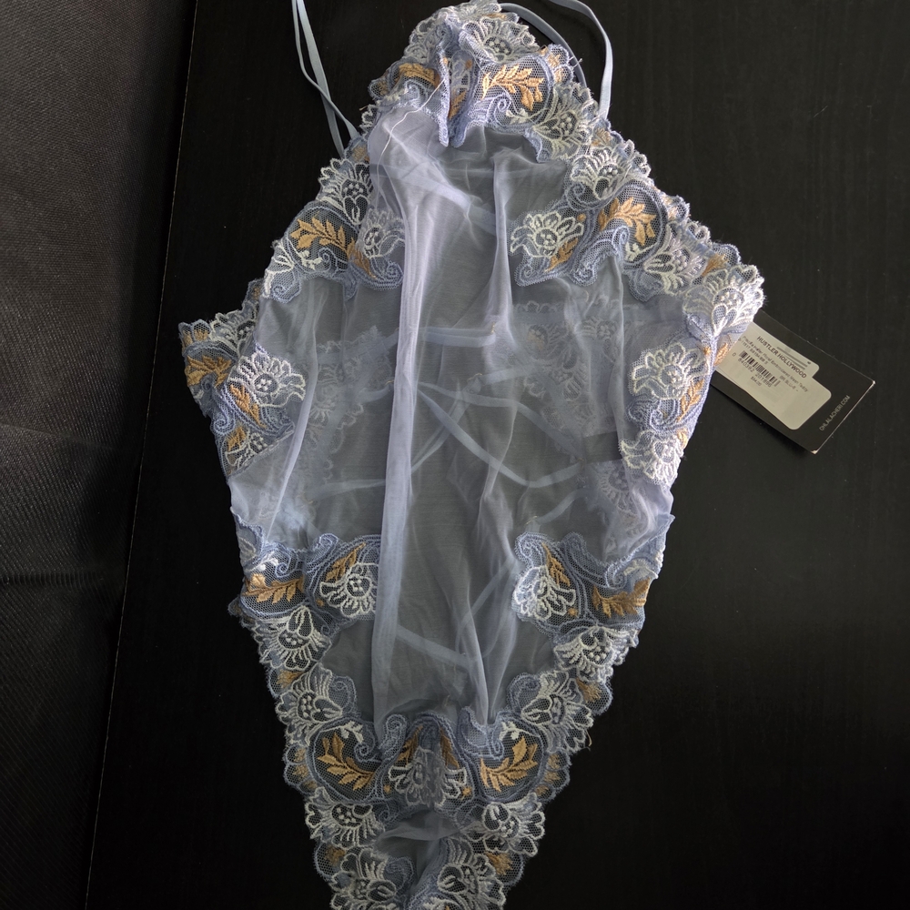Elegant Blue Lace Bodysuit
